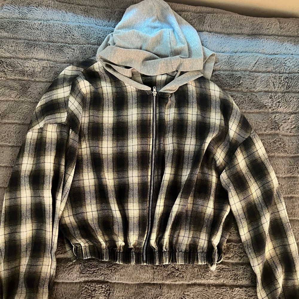Cropped Flannel Jacket
